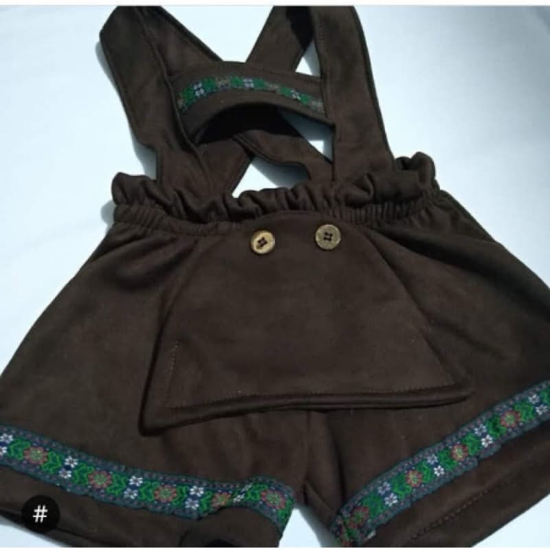 Shorts Fritz Infantil  Alemao Suspensorio marrom