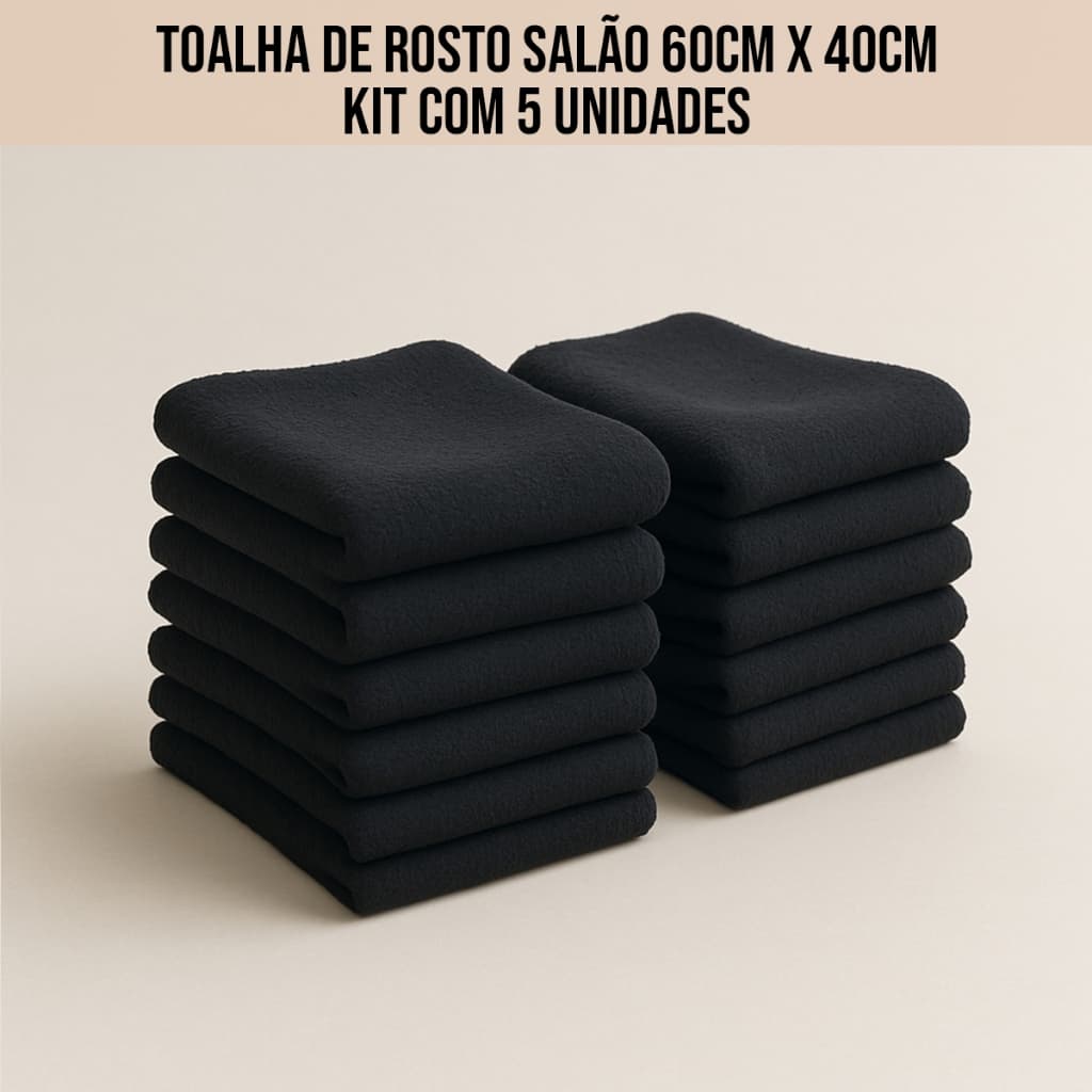 Kit 5 Toalhas de Rosto Salao Branco ou Preto 60x40cm 100% Algodao
