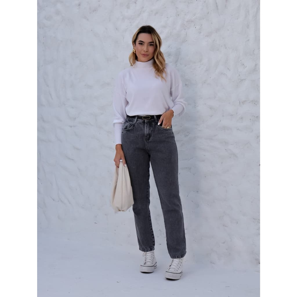 Calça Jeans  Mom Cintura Alta com cinto Estilo Vintage Moda Feminina.36 cintura 70 cm--- tudo tamanho comprimento 100 cm