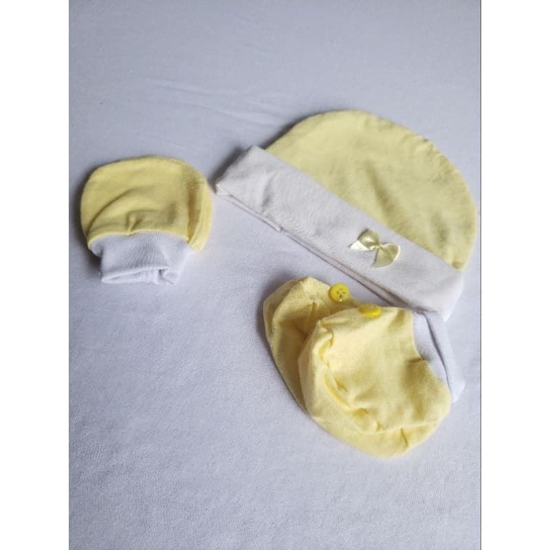 Memelbaby touca amarelo e branco