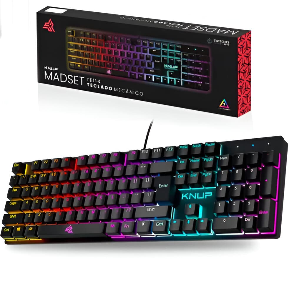 Knup TE‑114 Teclado Mecânico Gamer RGB Retroiluminado | Switch Azul + Anti‑Ghosting
