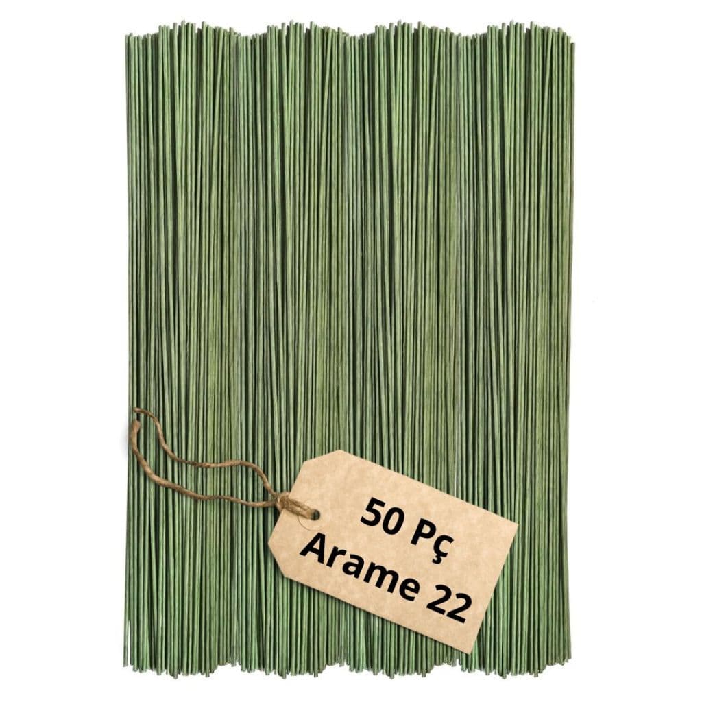 Kit 50 Arame Floral Encapado N.22 38cm - Flores Artesanatos Cor Verde-escuro
