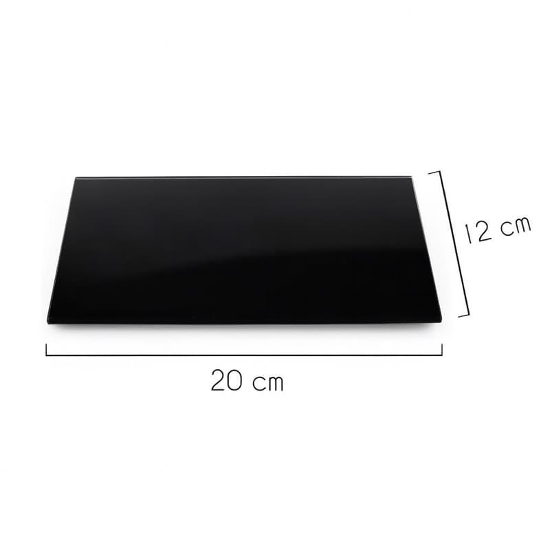 Bandeja de Vidro Preta Decorativa para Lavabo banheiro Enfeites Sala Decoraçao Casa 20x12cm