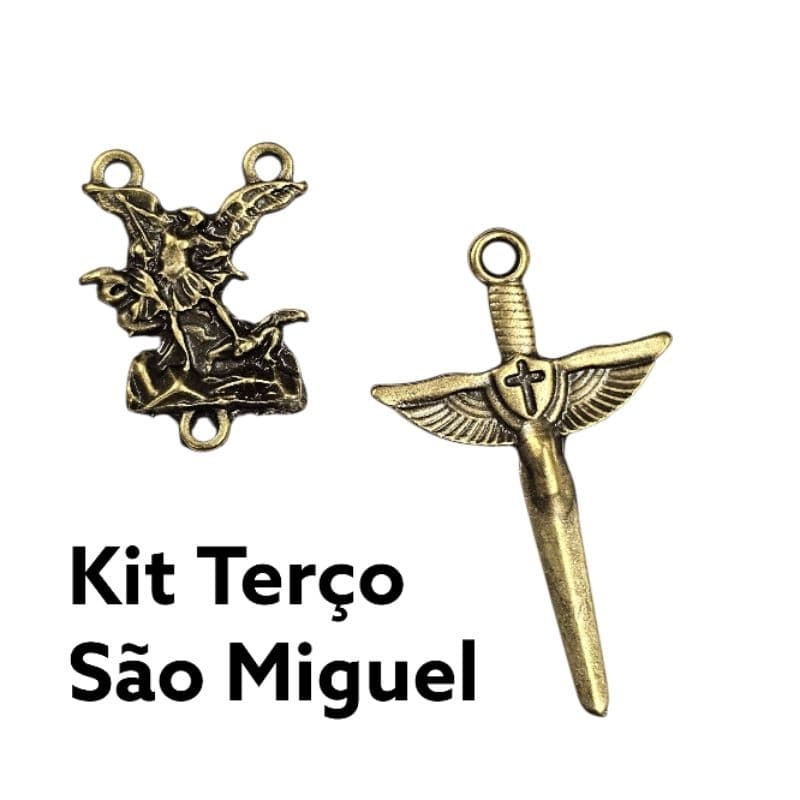 Kit Terço São Miguel Arcanjo  5 Entremeio  + 5 Cruz Espada