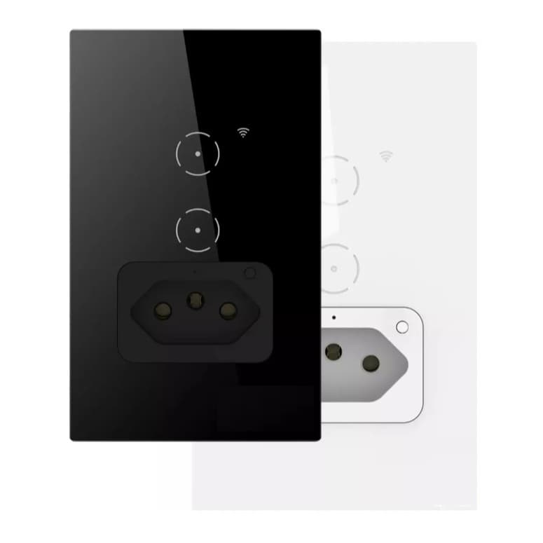 Interruptor Wifi Inteligente 2 Botões Touch COM tomada novo em folha