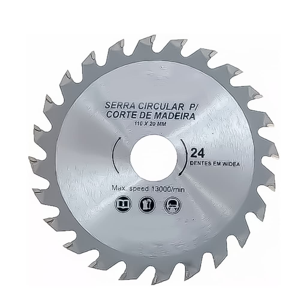 Disco De Corte Madeira 110mm 4.31/8" 24 Dentes Com Adaptador Para Esmerilhadeira / Serra Mármore