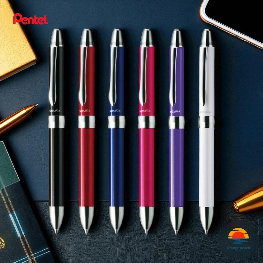 Pentel Vicuña EX1/Caneta 3 em 1/Escrita Ultra Suave Japonesa/Premium Metal
