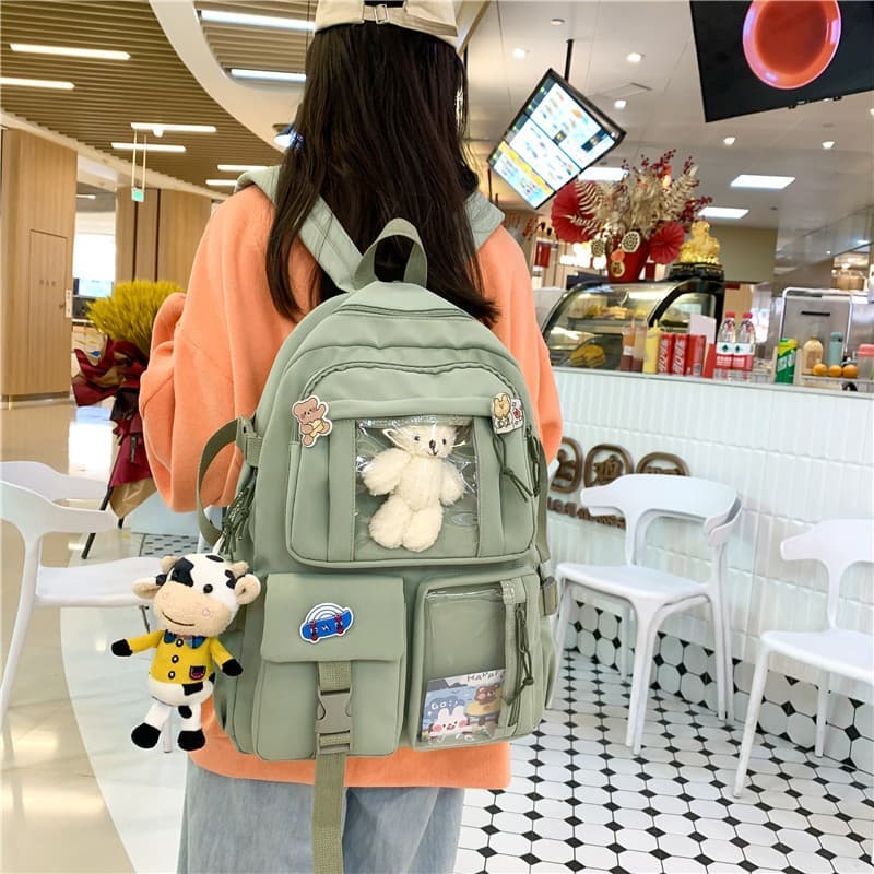 Mochila juvenil estilo kpop para meninas com amplo espaço e design moderno