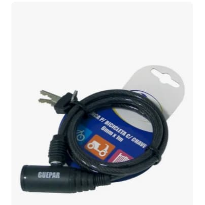 Tranca reforçado Para Moto Capacete Bicicleta com 2 Chaves 6mm X 1m comprimento  G1 Guepar