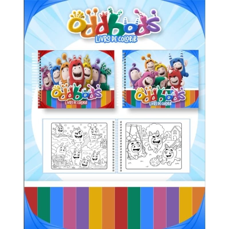 Livro de Colorir Tema oddbods com 50 folhas A5