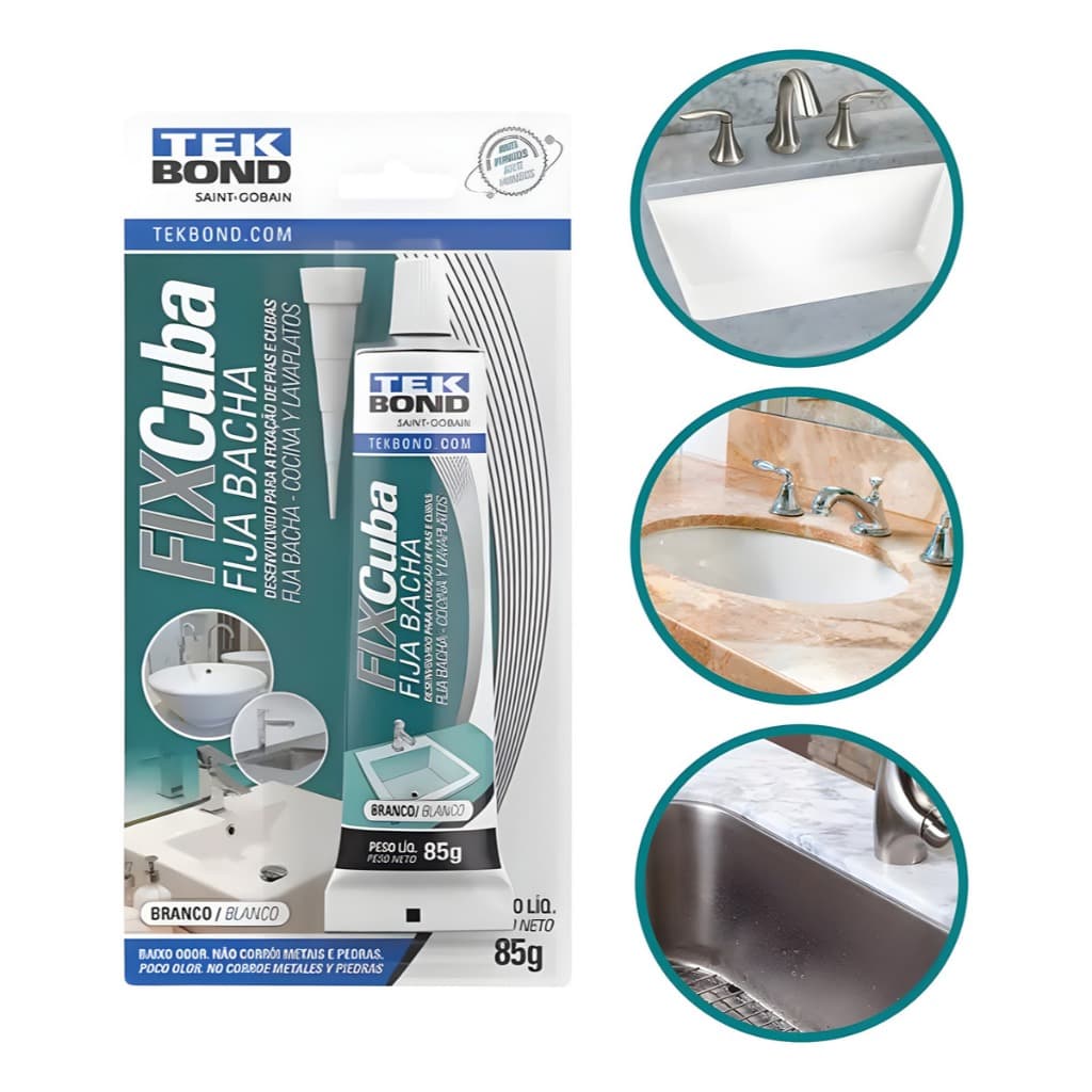 Cola Fixa Cuba Pia Inox Granito Mármore Porcelana Vidro 85g
