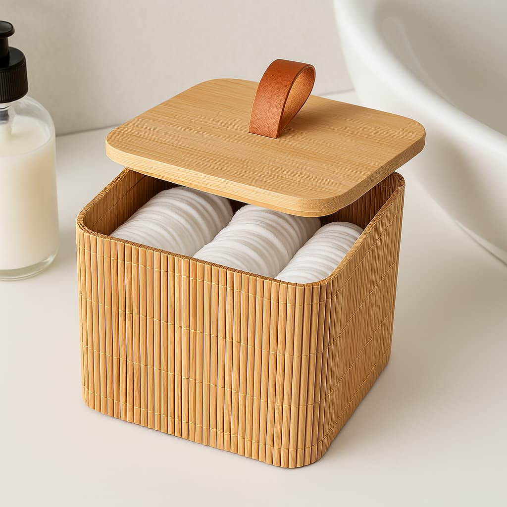 KIT 10 Caixa Organizadora Bambu com Tampa Porta Objetos Decorativo Natural Ecológico Casa Banheiro