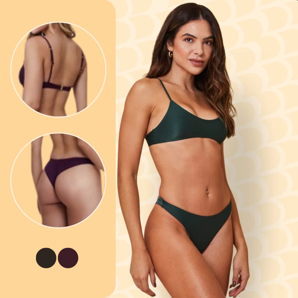 Biquini Top Camisetinha Tanga Asa Delta Fio Duplo Moda Praia Feminina Piscina Bojo removível