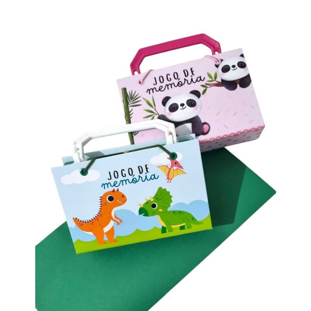 Lembrancinha Aniversário Infantil Jogo da Memória com Maletinha - Kit 10 Unid Temas Animais