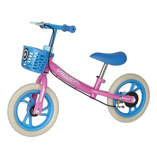 Bicicleta Balance Bike com Freio Rosa Aro 12 Com Cesta - Unitoys