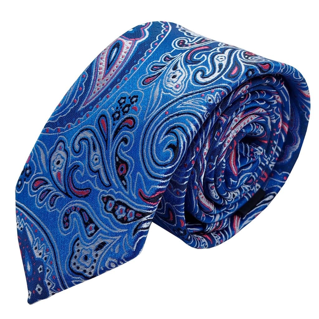 Gravata Semi Slim Bordada Azul Royal