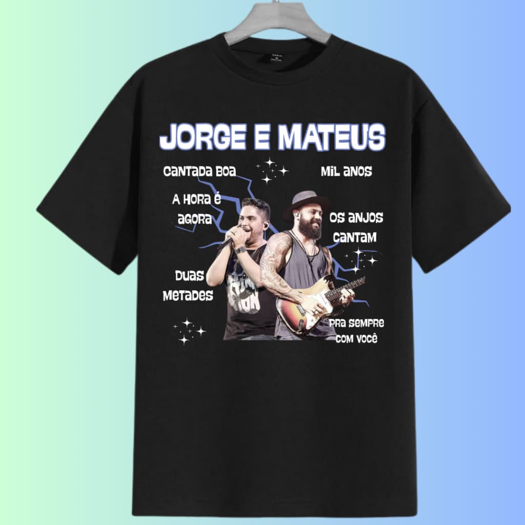Camiseta Jorge e Mateus – Estilo Retrô Y2K | Estampa com Letras de Músicas | Unissex Oversized