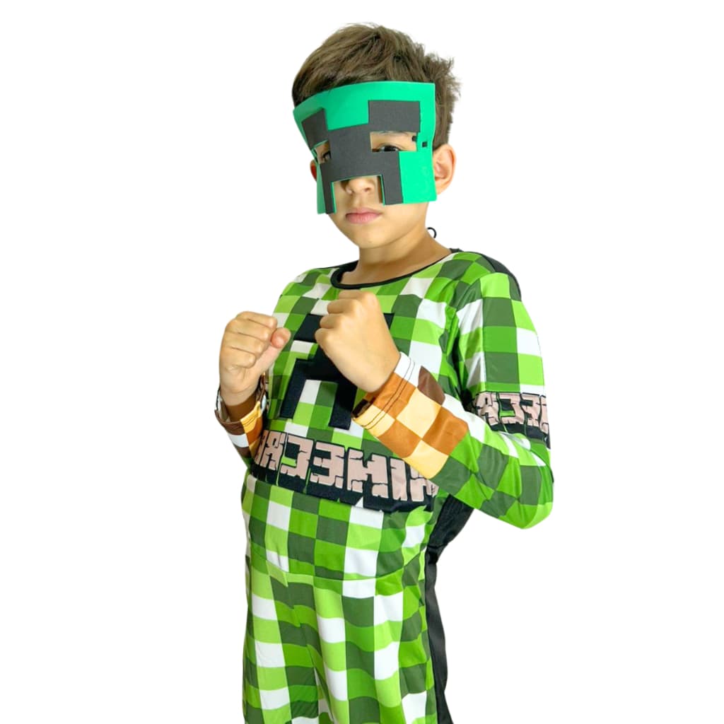 Fantasia Infantil Minecraft Com Enchimento E Máscara