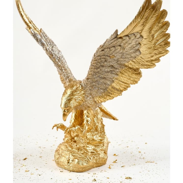 Arquétipo/Estatueta da Águia Dourada Brilho Decoração Foco Liderança Prosperidade 30cm Força Vitória