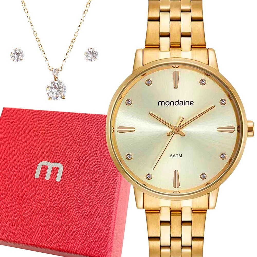Relógio Mondaine Dourado Feminino Prova Dágua Luxo Analógico