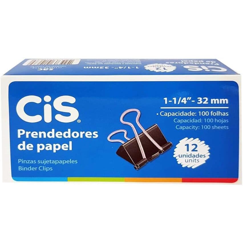 Prendedor de Papel Binder 32mm Caixa com 12 unidades CIS