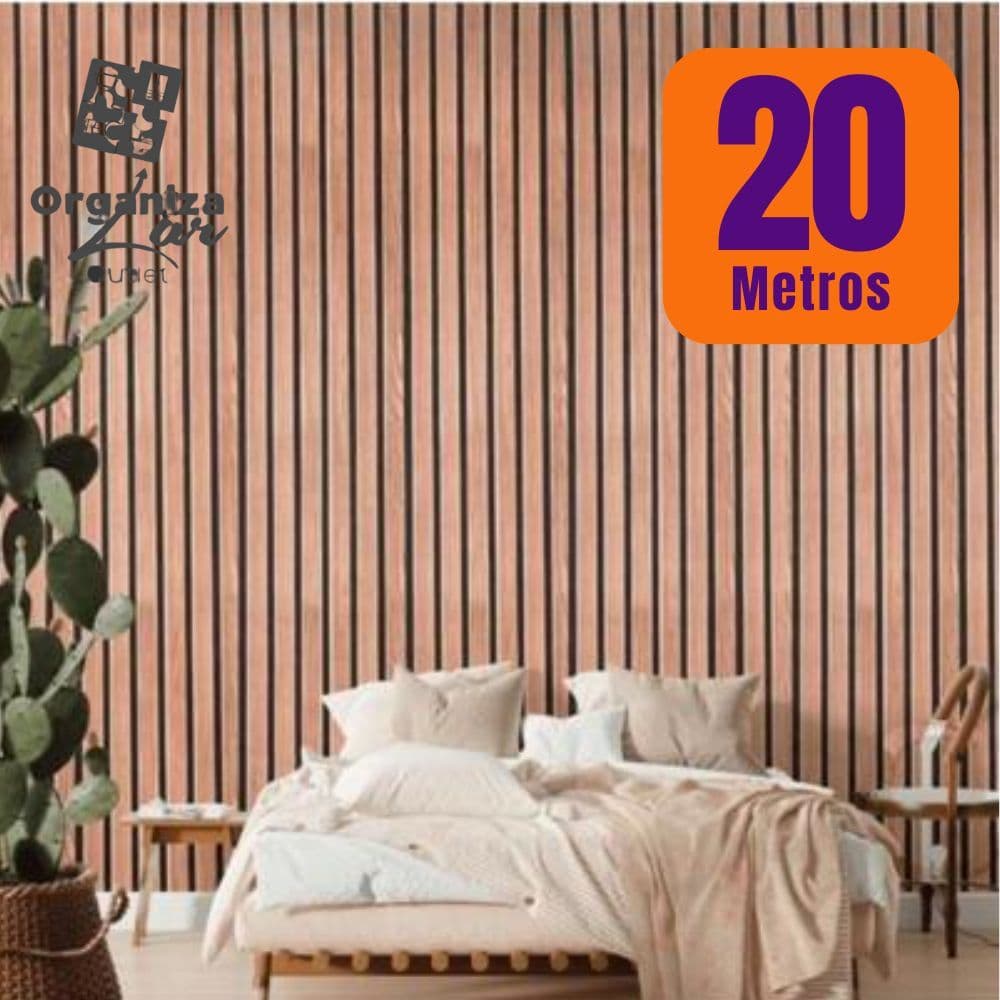 Papel de Parede PREMIUM Madeira Ripado Texturizado PREMIUM 5m x 45cm Autocolante Salas e Quartos