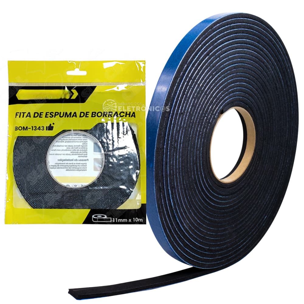 Fita Vedante Espuma EPDM Adesiva Porta/Janela  10m x 11mm BOM1343