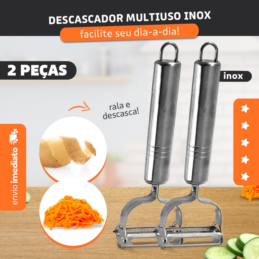Kit 2 Descascadores Raladores De Frutas Legumes Aço Inox