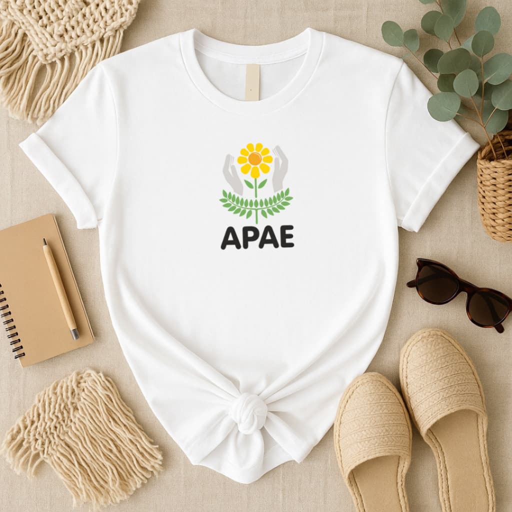 Camiseta Feminina Apae Camisa 100% Algodão Fio 30.1 Gola redonda Ideal Para O Dia a Dia