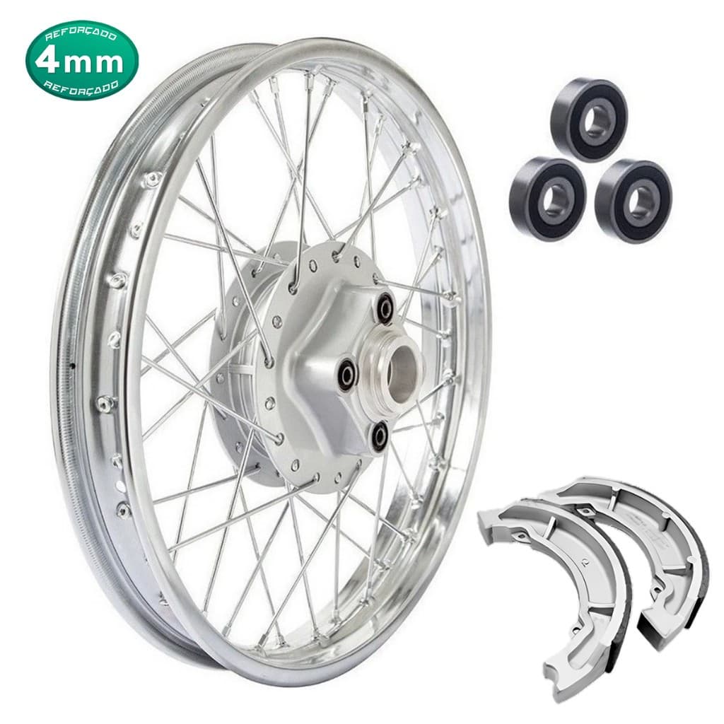 Roda Aro Calha Folha Jante Traseira 4mm  Honda Titan 125 00/04 Fan 125 05/08 C/rolamentos e Lonas