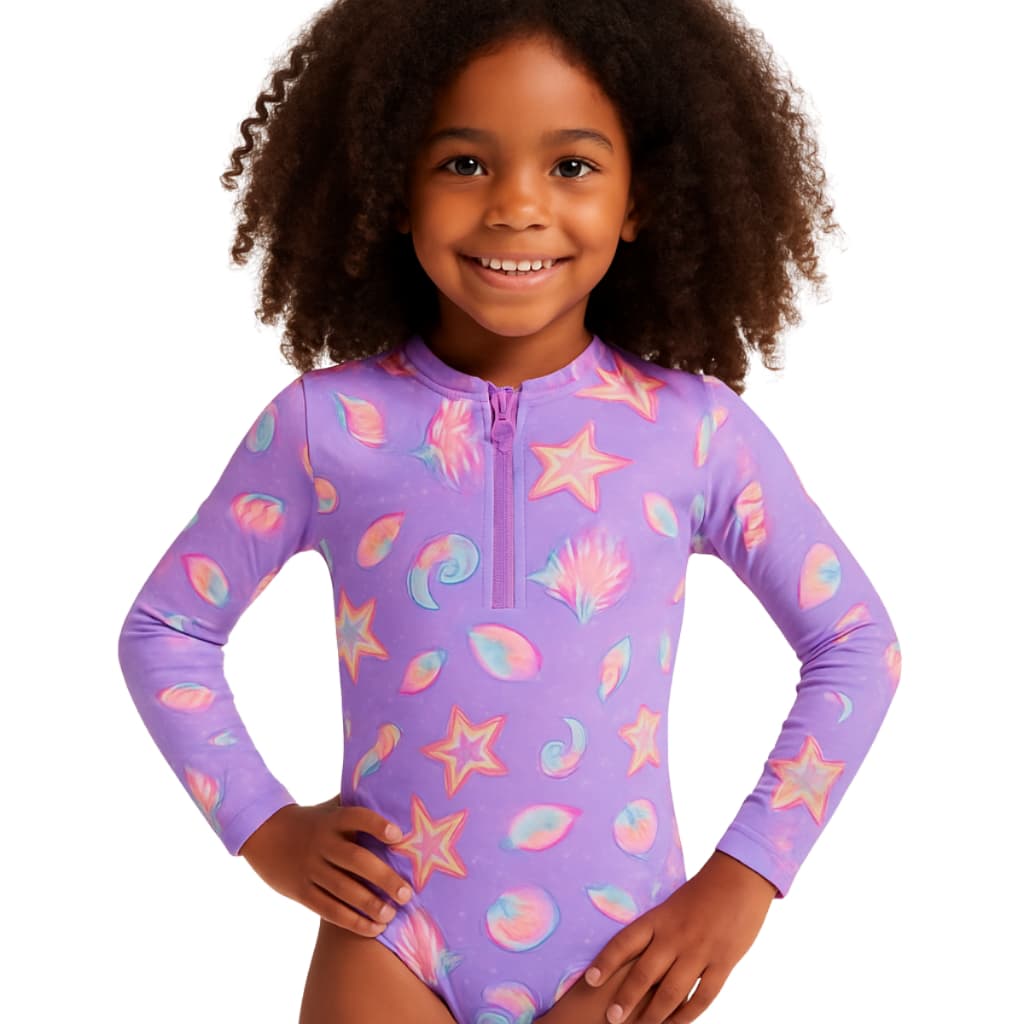 Maio Juvenil Menina Proteção Uv50+ Roupa de Praia Manga Longa e Ziper