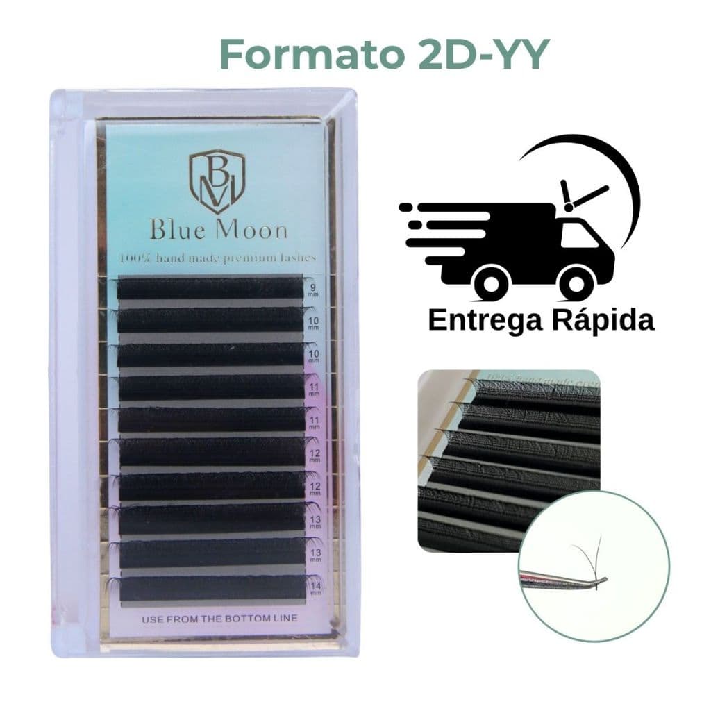 Cílios 2D YY Original Selo Volume Brasileiro Fio YY Extensão de Cilios Alongamento Mix Unitário
