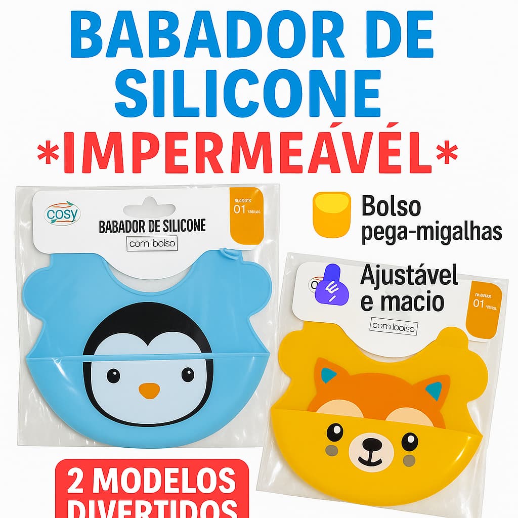 Babador de Silicone com Pega Migalhas Sortidos