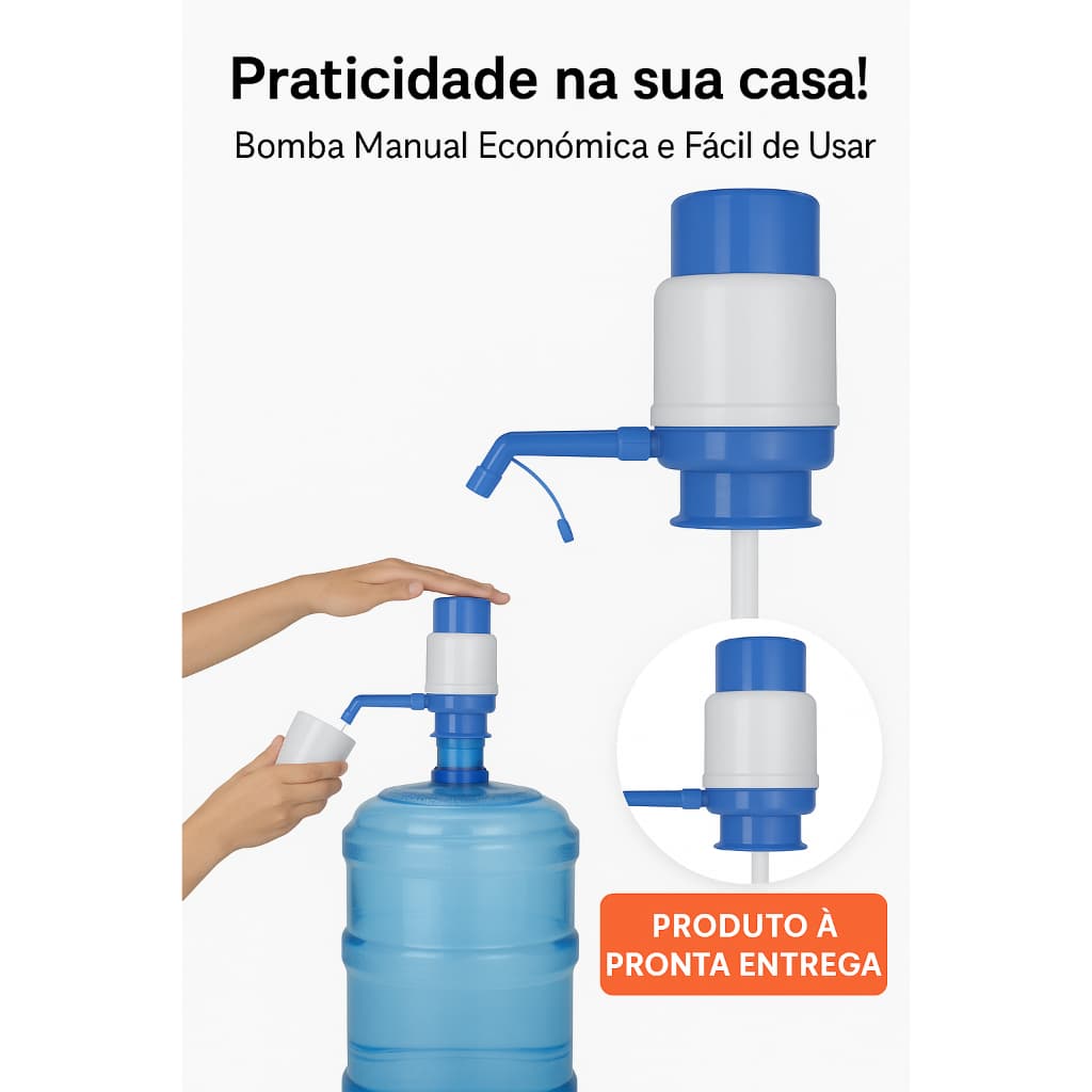 Bomba Para Galão Garrafão De Agua Mineral 10 e 20 lt Bico Curvado P/Copo Verde/Azul (Manual)