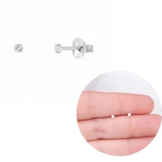 Brinco Pedra Cristal Masculino e Feminino 2mm Prata 925