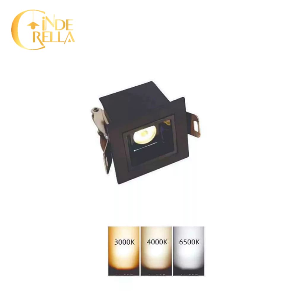 Luminária Teto Gesso Sanca Spot Led 3W Recuado Preto Slim Minimalista Design Pico