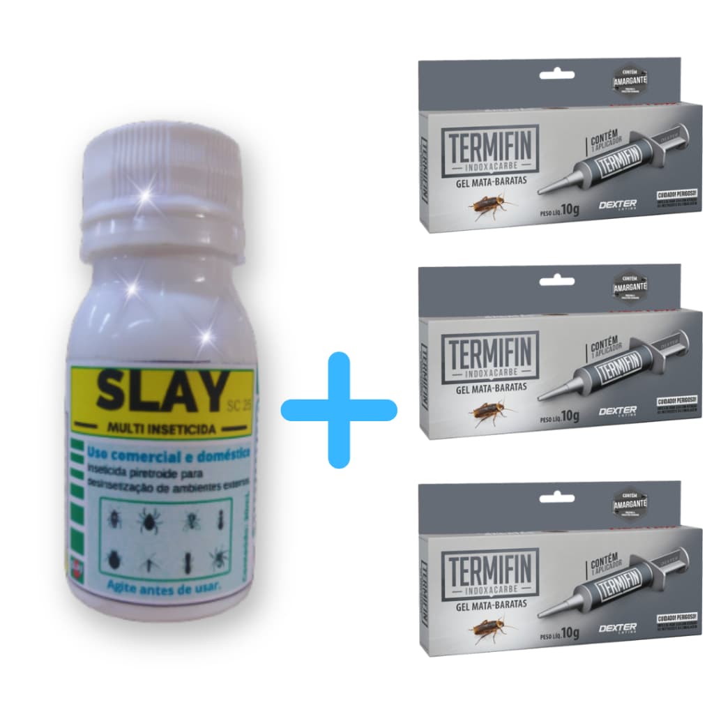 Slay Concentrado + 3x Gel Mata Barata Francesinha Cupim Percevejo de Cama e mais 7 pragas
