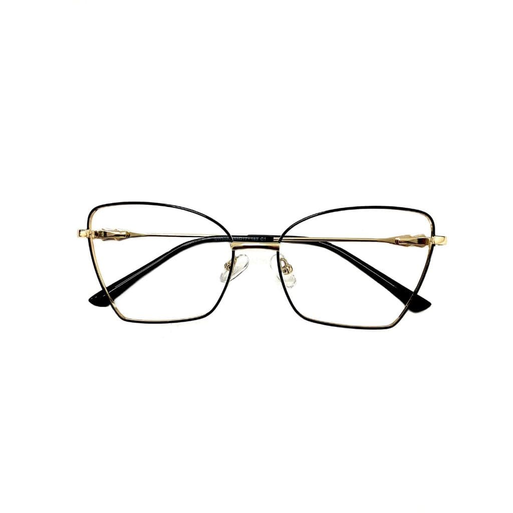 Óculos Completo Armação Metal Feminino Gatinho Com Lentes Em Anti Reflexo Com Seu Grau