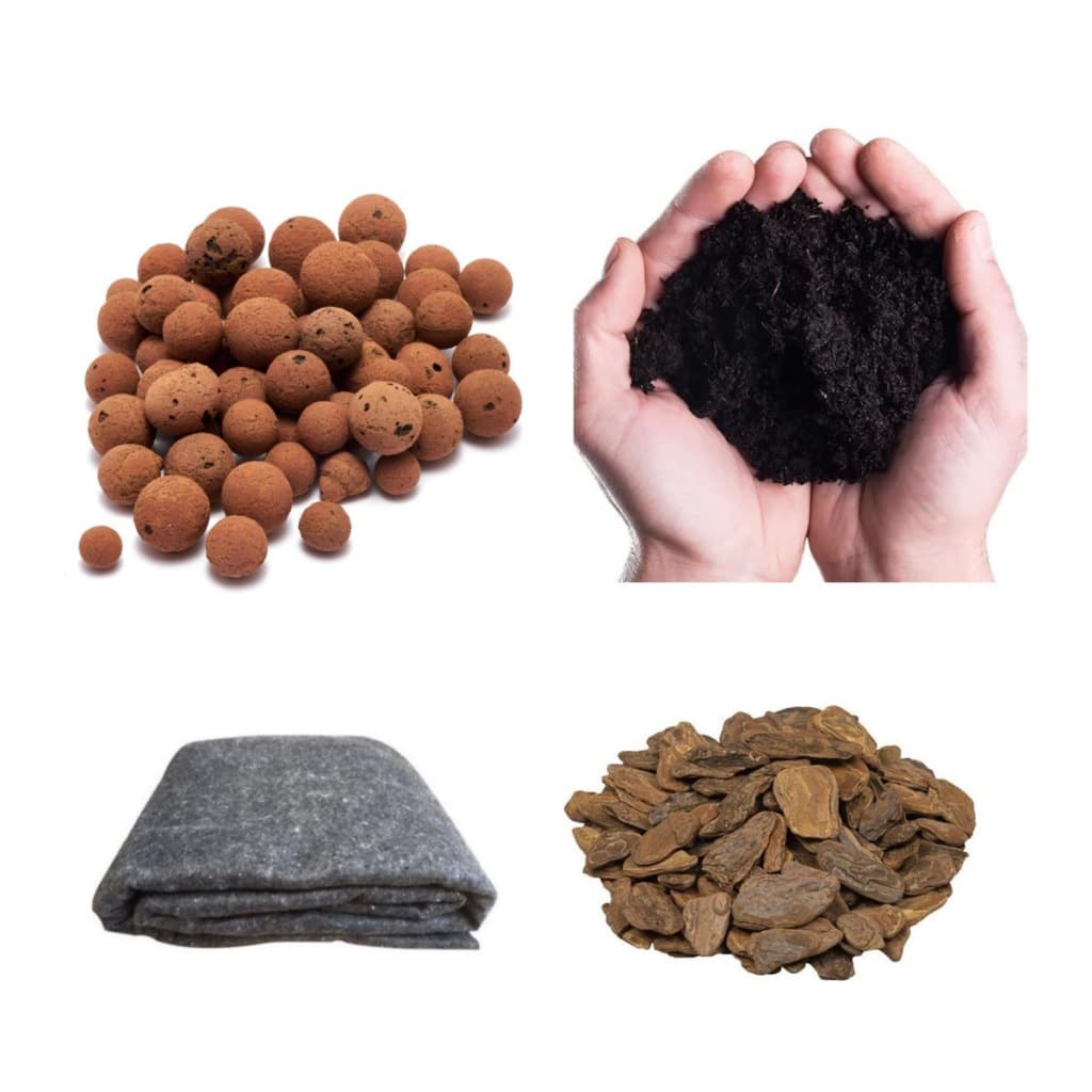 Kit para Plantar Vasos Completo 10kg Terra Adubada + Argila Expandida + Manta + Casca Pinus Decorar