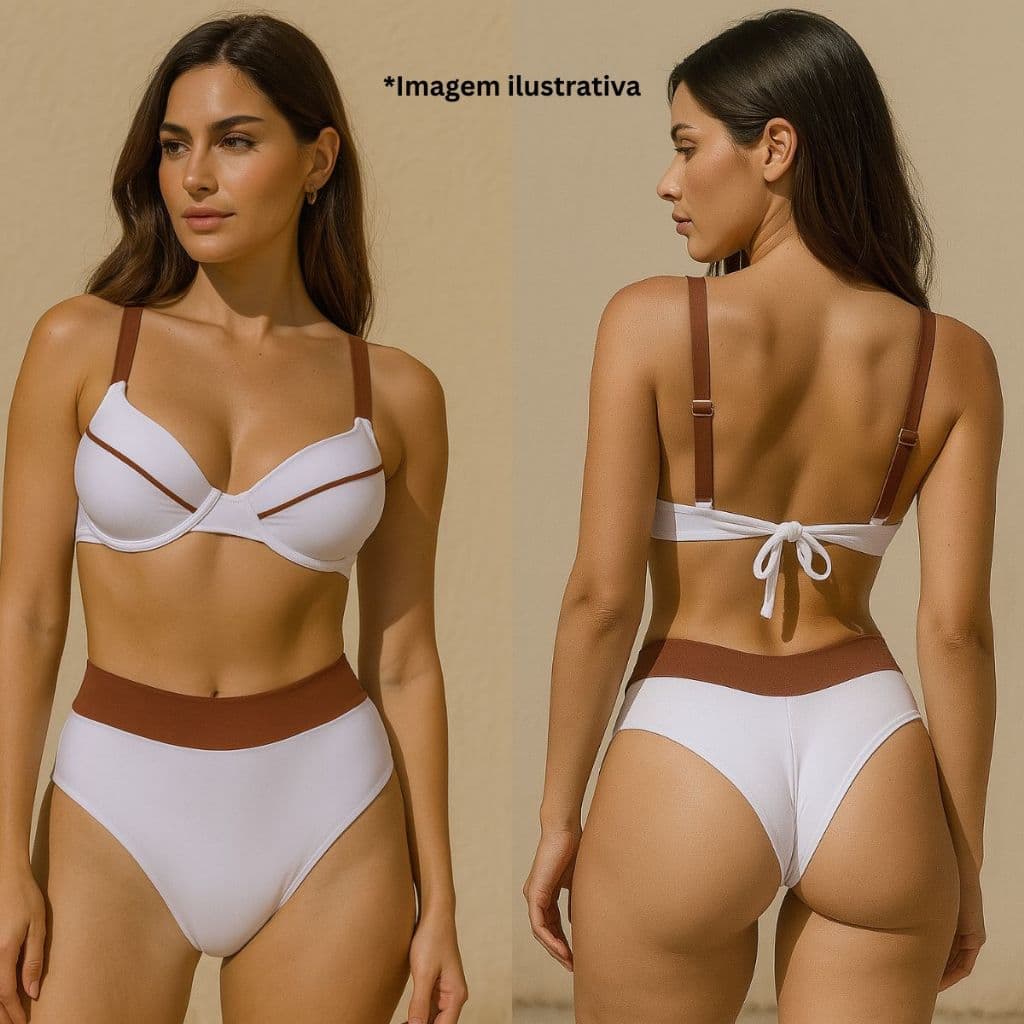 Biquíni Top Aro Meia Taça Regulagem com Calcinha Cintura Alta Hot Pant