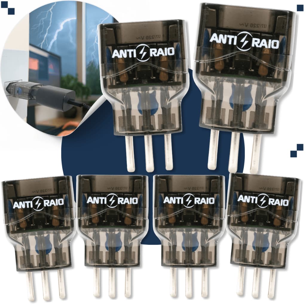 Kit 06 Protetor Eletrico Dps Anti Raio Surto Embrastec 10a Bivolt Tomada Energia 110/220v Classe III