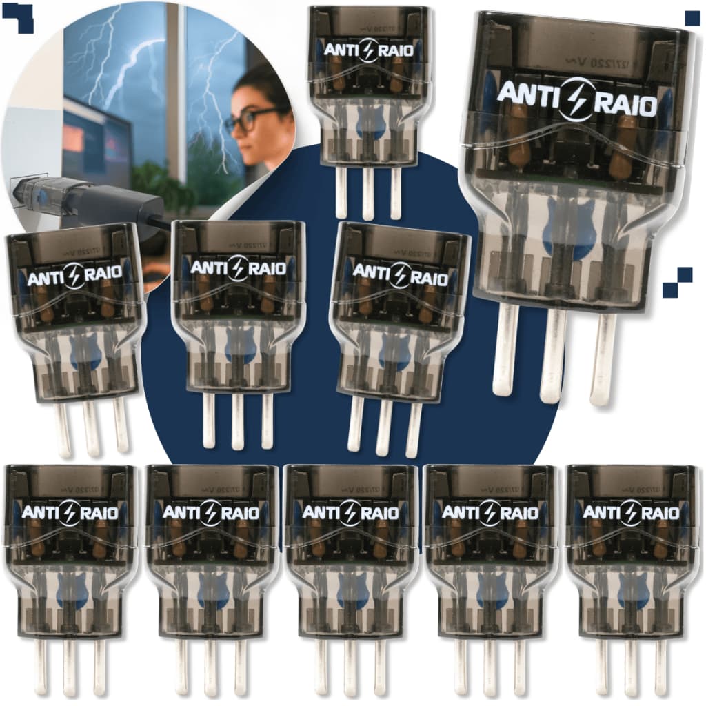Kit 10 Protetor Eletrico Dps Anti Raio Surto Embrastec 10a Bivolt Tomada Energia 110/220v Classe III