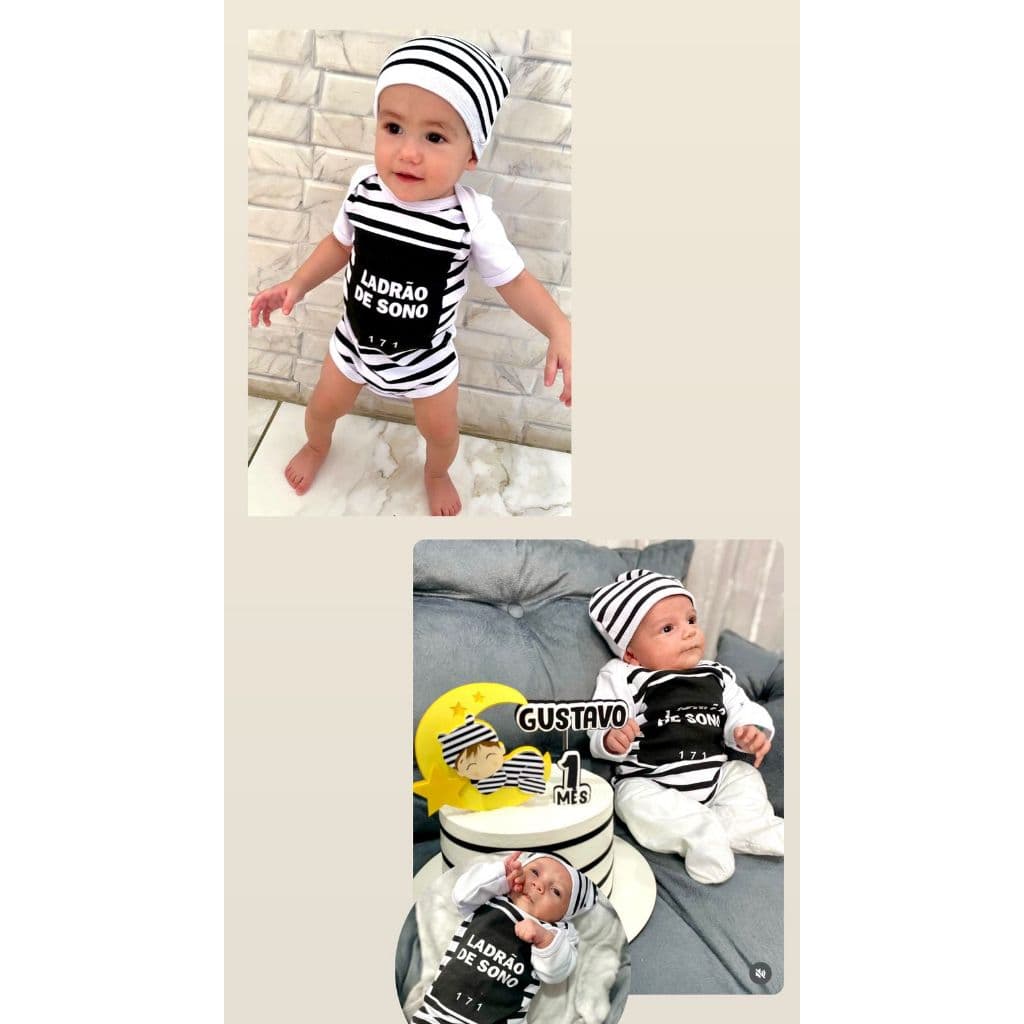 Body Bebê Temático Mesversário Ladrão do Sono 171 Body Engraçado Body frases engraçadas Body divertido Body Presente