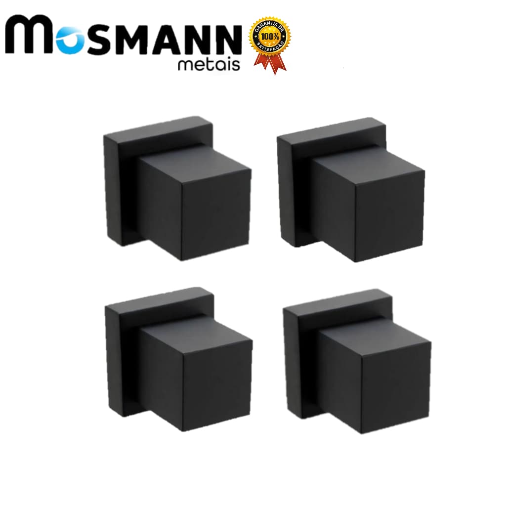 Kit 04 Acabamento Quadrado Metal ABS Para Registro De Chuveiro Ou De Gaveta  Padrão Deca Preto Fosco