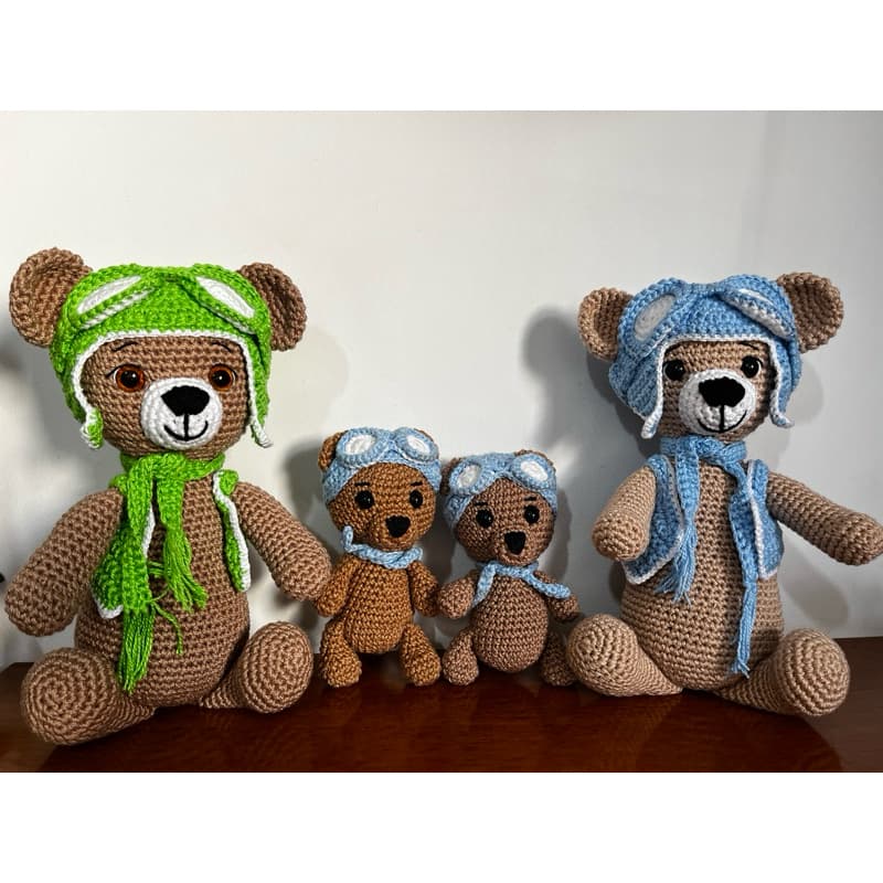 PRONTA ENTREGA Urso Aviador em Crochê Amigurumi Ursinho Avião Bichinho de Pelúcia