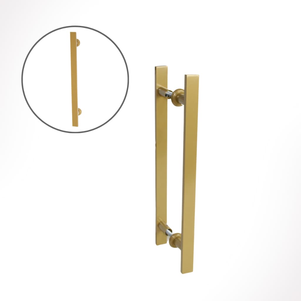 Puxador 40cm Dourado Porta Vidro/ Madeira/ Pivotante Barra Chata