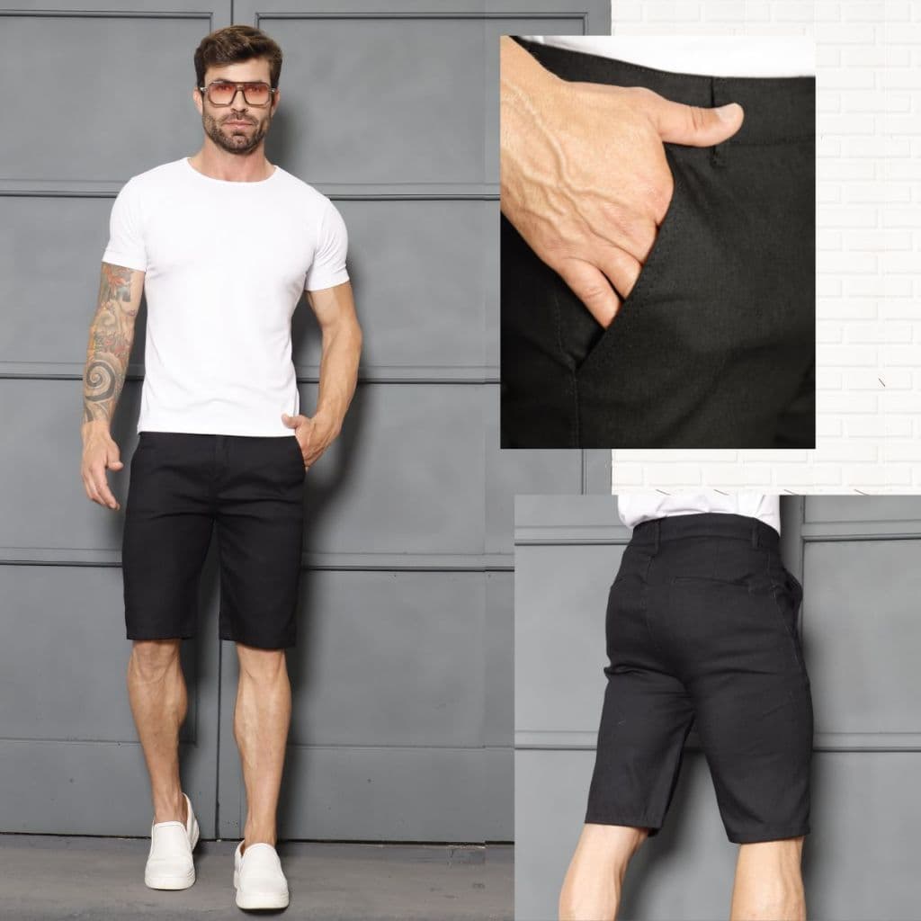 Bermuda Masculina Sport Fino Preta com Lycra de Alta Qualidade Alfaiataria Linha Premium 38 ao 48