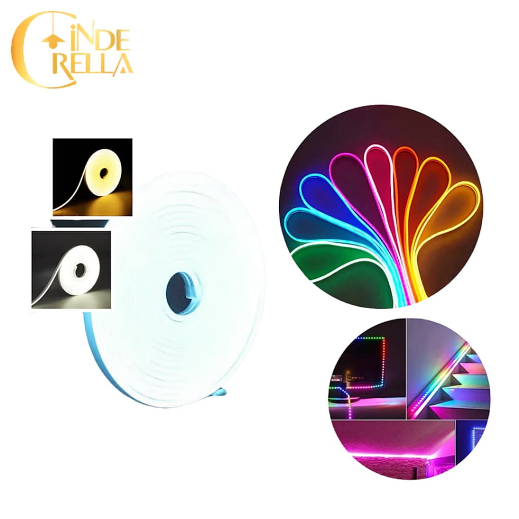 Kit Fita de LED Mangueira Neon 5 Metros 60W Flexível Com Fonte 12V Letreiro Iluminação Fachada Loja