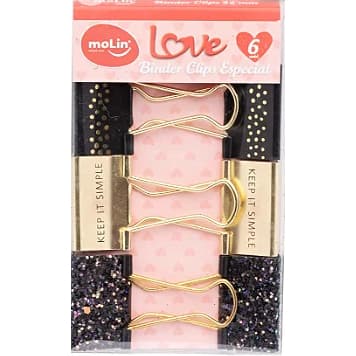 Binder Clips Para Papel Especial Love 32mm Blister 6 Unidades Molin