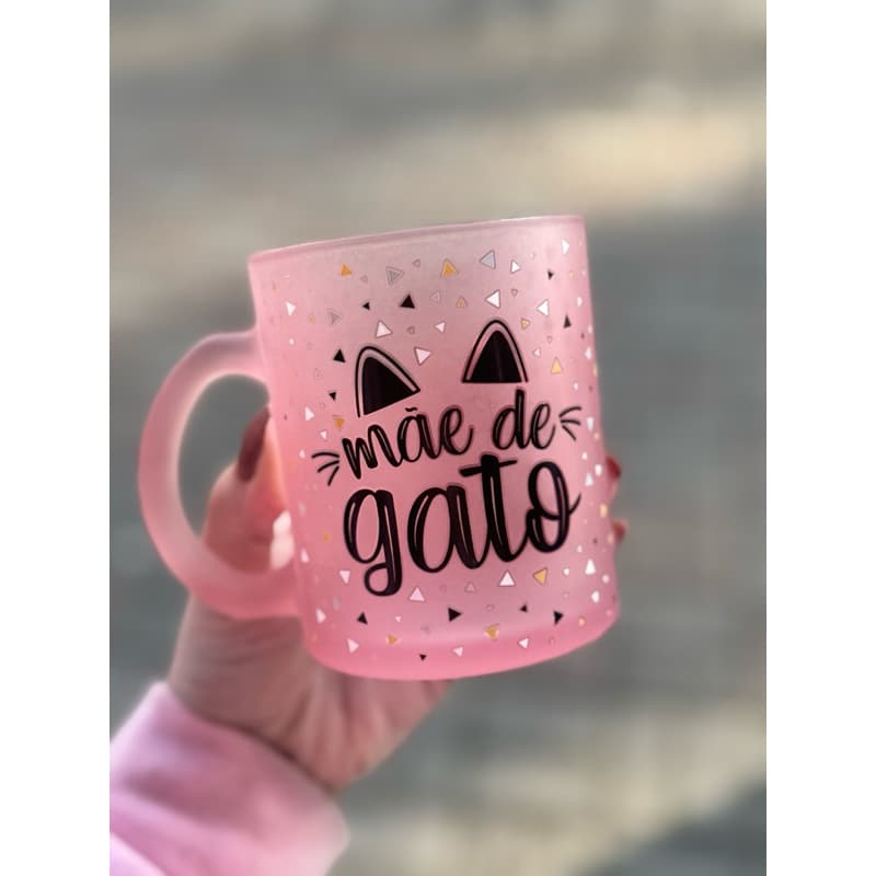 Caneca Porcelana ou Vidro BrasFoot Mãe De Gato 300ML